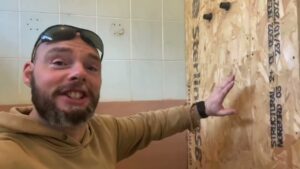 Bathroom To Walk In Shower. Fitting Aqua Panel Boards Day 3 #TheHomeRenovationExperts