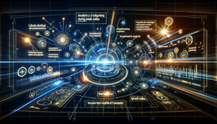 Futuristic interface of Bing Places for Business featuring Bing Ads, showcasing analytics and targeted campaigns during peak sales.