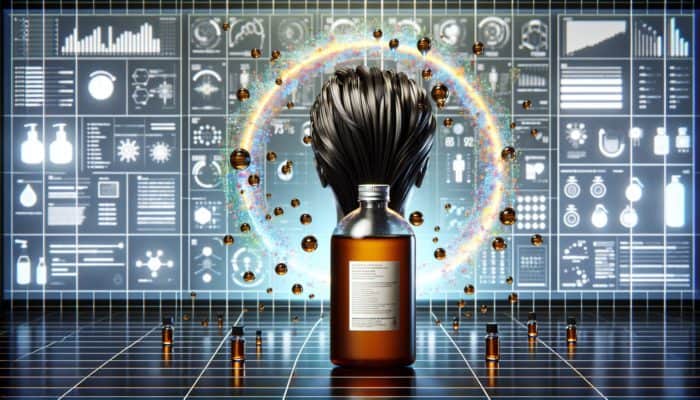 Individual using mild shampoo with tea tree oil and salicylic acid for oily hair in contemporary bathroom.