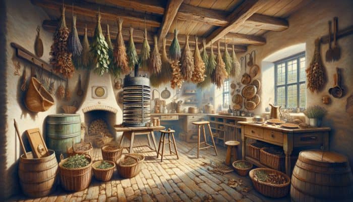 Herbs drying in an Australian kitchen using air-drying, dehydrator, and oven methods.