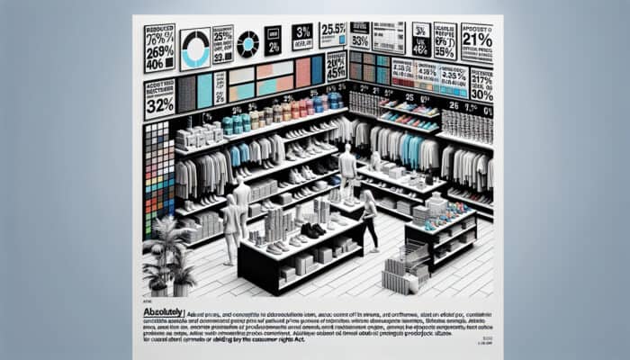 Labeling strategies for clearance items in UK retail. Tactics showing original and discounted prices, adhering to the Consumer Rights Act.