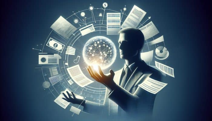 Individual feeling relieved with organised financial documents and a clear payment plan, symbolising the advantages of debt consolidation.