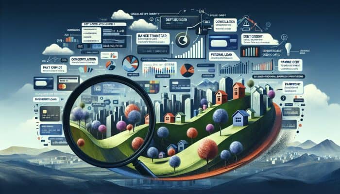 Various credit profiles exploring debt consolidation options under scrutiny.