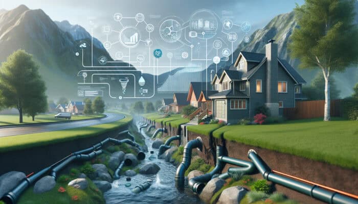 Infographic illustrating downspout drainage systems with expert insights tailored to Langley’s suburban setting.