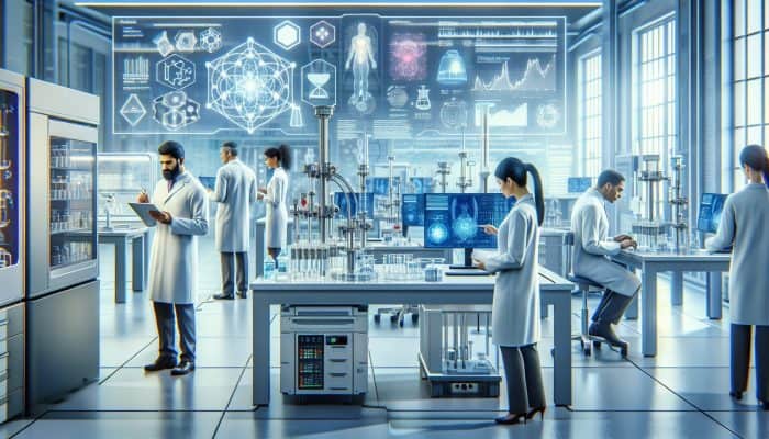 Modern lab in Farnworth where professionals are analysing full blood count results, focusing on precision and expertise.