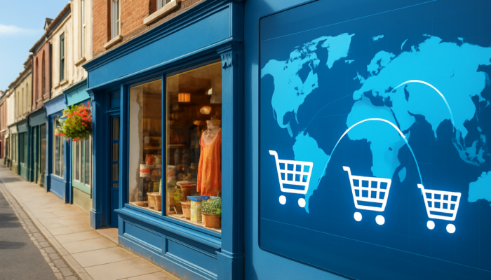 Vibrant Bridport store integrating WooCommerce e-commerce carts and global maps for UK business expansion.